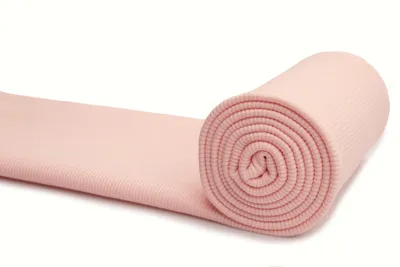 Produktbild von Gestricktes Baumwollbündchen, Baumwollzieher, Bündchenstoff, Puderrosa, 50 x 125 cm