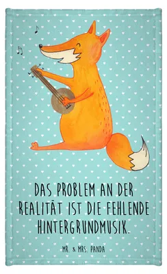Produktbild von Mr. & Mrs. Panda Handtuch Fuchs Gitarre - Türkis Pastell - Geschenk, gästehandtuch klein, Singen, Frotteehandtuch, Gästetuch, Sänger, Optimistisch, buntes, Musik