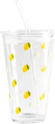 Zdjęcie produktu dla HOMLA EMBO SUMMER szklanka ze słomką cytrynową 0,4 litra