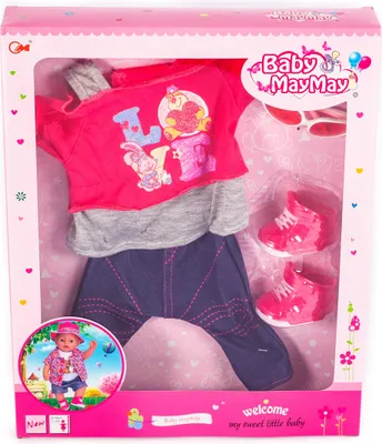 Produktbild von Puppenkleidung Set 4-teilig für 40-45cm Puppen - Hose, Shirt, Schuhe & Brille