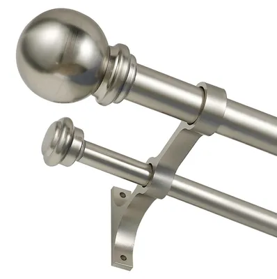 Image de Barre de rideaux double, de 71 à 122 cm, réglable, de 2,5 cm de diamètre, pour fenêtres