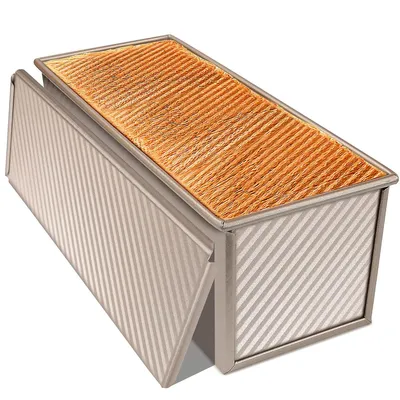 Produktbild von Toastbrot Backform mit Deckel,1000g Antihaft Brotform aus Kohlenstoffstahl, rechteckig,skuchenform mit Wellenmuster und Luftlöchern