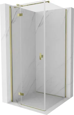 Image de Mexen Mist H T cabine de douche pivotante gauche 75 x 75 cm, transparent, dorée - 8A5T-075-075-50-00-L