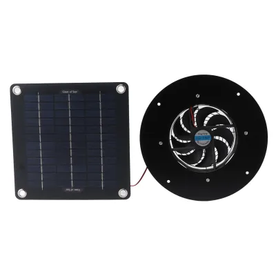 Obrázek produktu pro Sada solárního ventilátoru 20W s 22cm ventilátorem a přenosným solárním panelem - Pro obytný automobil, kurník, skleník, kůlnu a dům pro zvířata