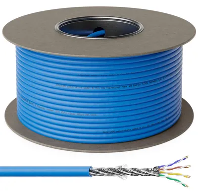 Produktbild von deleyCON 100m CAT 8 Verlegekabel Kupfer CU S/FTP 40Gbps - Blau