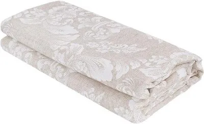 Produktbild von Baumwollbettüberwurf mit Blumenmuster, Beige - Vielseitiger Wohntextil 270x270 cm