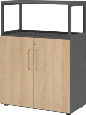 Produktbild von bümö flexi Aktenschrank mittel abschließbar mit Regal - Nachbildung: Graphit/Eiche