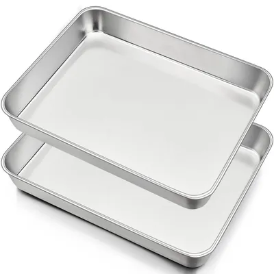 Immagine prodotto di Omgoods - Teglia in acciaio inossidabile per forno, teglia rettangolare profonda 31 x 24 x 5 cm