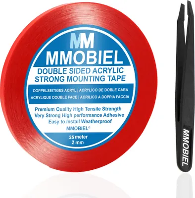 Produktbild von MMOBIEL 2mm Doppelseitiges Montageband Acryl Klebeband Tape 25m Wetterfest Entfernbar