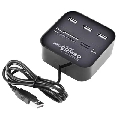 Produktbild von H31C USB 2.0 Hub 3-Port mit Kartenleser – Multiport USB Verteiler Splitter Adapter für Laptop & PC