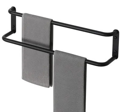 Produktbild von Schwarzes Handtuchregal - Doppelter Handtuchhalter für das Badezimmer