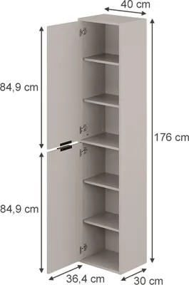 Immagine prodotto di Armadio per il bagno Vicco Ruford Cachemire 40 x 176 cm con 2 porte, Model 59045