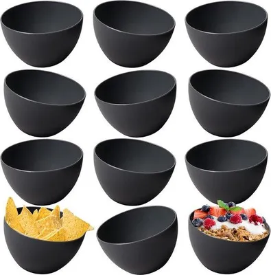 Productafbeelding van Famanu Muesli-kommen set, 12 stuks - BPA-vrij, breukbestendig, 750 ml, antracietkleur