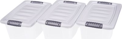 Stapelbox mit Deckel - 3er Set / 14 Liter - Aufbewahrungs Allzweck Box mit Griff