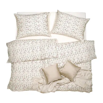 Obrázek produktu pro SCANquilt povlečení SATÉN PLUS větvičky smetanovopastelová 100% dlouhovlákná česaná bavlna 140 x 200/70 x 90 cm