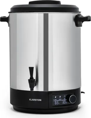 Produktbild von Klarstein automat na zaváranie s kohútikom, 40 L, varič na varenie vína, nerezový varič na varené víno s kohútikom, veľký dávkovač horúcej vody, 2500 W zavárací automat na nápoje a potraviny, elektrický zavárací hrniec, 30 - 100 °C