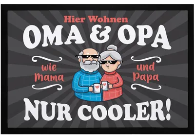 Immagine prodotto di Zerbino regalo nonna e nonno i nonni vivono qui divertente idea regalo natale antiscivolo e lavabile Moonworks® nero 2 60x40cm
