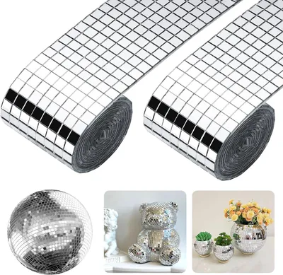 Produktbild von Spiegel Mosaik Fliesen Selbstklebend Quadratische Spiegel Mini Glas Mosaik Aufkleber für Handwerk Dekoration Wandtattoos 3200 Stück 5 x 5mm Silber