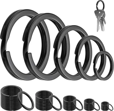 Imagen del producto de Juego de llaveros, 60 piezas, acero inoxidable, de 15 a 30 mm, para llaves y proyectos de manualidades