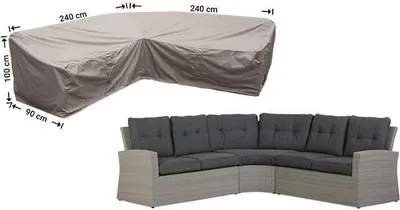 Produktbild von Raffles Covers Gartenmöbel Schutzhülle L-Form 240 x 240 H: 100/65 cm | Atmungsaktiv | Wasserdicht | UV-beständig | Doppelnähte | Elastischer Kordelzug