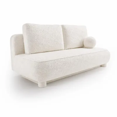 Obrázek produktu pro ANMIL Rozkládací pohovka VELA, rozměry 209 × 96 x 96 cm – bílá látka, s úložným prostorem