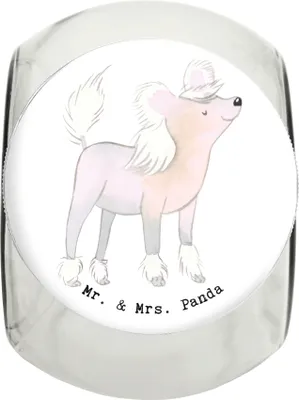 Produktbild von Mr. & Mrs. Panda Dose Chinesischer Schopfhund Lebensretter XL 2000ml - Weiß - Geschenk, Vorratsbehälter, Chinese Crested Dog, Vorratsglas, Leckerli Glas Hund, Keksdose