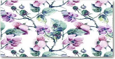 Produktbild von Tulup Glas-Bild -140x70- Wandkunst Dekorative Wand für Küche & Wohnzimmer - Blumen & Pflanzen - Brombeerblumen - Lila