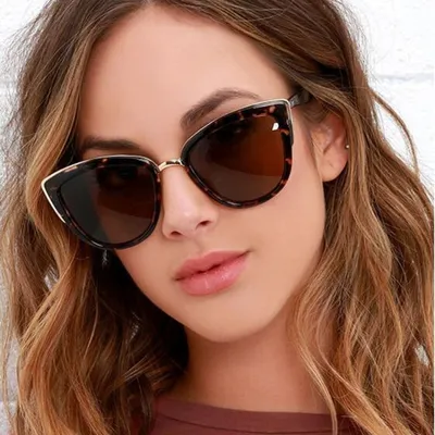 Zdjęcie produktu dla Damskie Okulary Przeciwsłoneczne Uv400 Kocie Oczy Brązowe