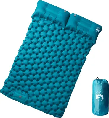 Image de Matelas de camping autogonflant avec oreillers 2 personnes bleu