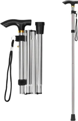 Obrázok produktu pre Nastaviteľná turistická palica – 85–95 cm – 5-vrstvová – protišmyková – strieborná