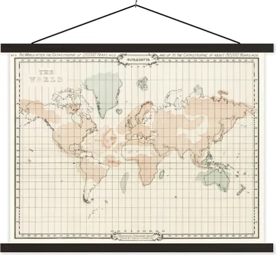 Produktbild von MuchoWow® Textilposter Weltkarte - Vintage - Minimalismus 60x45 cm mit schwarzem Rahmen - Poster Schlafzimmer