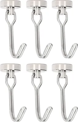 Zdjęcie produktu dla 6Pcs Swing Magnetic Hooks Small Light Stable Hooks Rack for Organization Installation 0 to 5KG Nickel