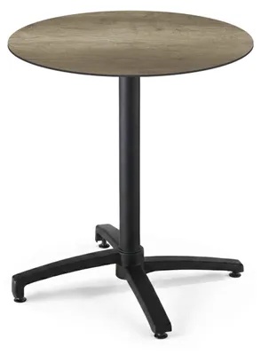 Produktbild von Runder neigbarer Gartenbistrotisch 70cm 4 Sitzplätze geräucherte Eiche - Oviala Opera