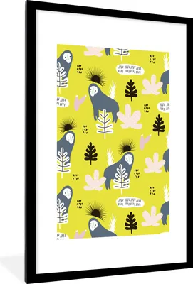 Produktbild von MuchoWow® MuchoWow® Gerahmtes Poster Dschungel - Affe - Pflanzen 60x90 cm - Poster mit zchwarzem Bilderrahmen - Dekoration - Wandposter Wohnzimmer - Hochwertig