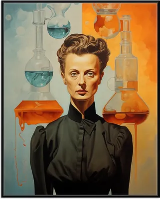Produktbild von Wallario Wandbild Visionäre Chemikerin, Größe: 40,30 x 50,30 cm, Poster mit schwarzem Aluminiumrahmen