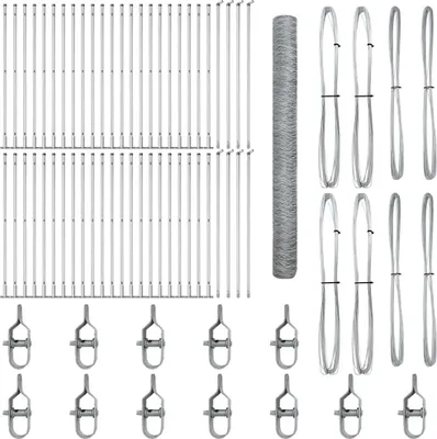 Produktbild von vidaXL Sechseckzaun mit Betonsockel 100 x 1,6 m Verzinkter Stahl Netz