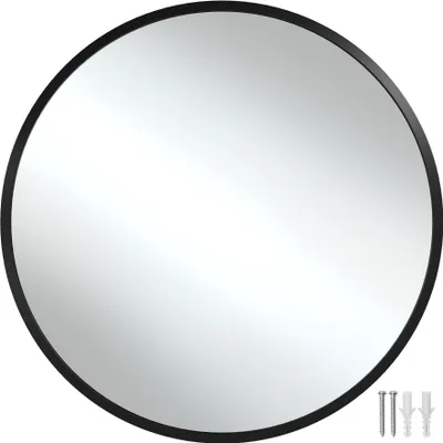 Image de Miroir mural rond FIONA avec cadre en aluminium - 50 cm