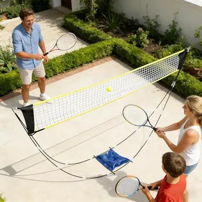 Produktbild von Volleyballnetz Faltbares Sporttrainingsgerät | Outdoor Badmintonnetz für den Einsatz im Garten, Camping,, Park, Hochschule, Fitnessstudio