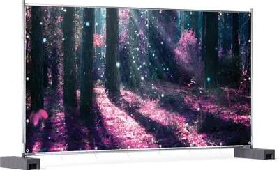 Produktbild von Wallario XXL Outdoor-Poster für Garten oder Balkon, Motiv Fantasie im Wald - Pinke Blumen in der Sonne, in ca. 340 x 173 cm