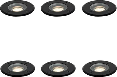 Zdjęcie produktu dla Zestaw 6 nowoczesnych zewnętrznych reflektorów naziemnych czarnych 35 mm regulowanych IP65 - Delux