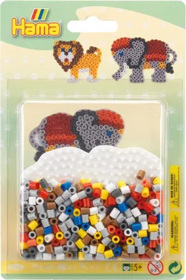 Image de Hama Perles à repasser midi "Eléphant/Lion" dans un blister 450 perles à repasser