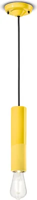 Produktbild von Pendelleuchte Keramik D: 5,5 cm rund Gelb E27 Retro Keramiklampe