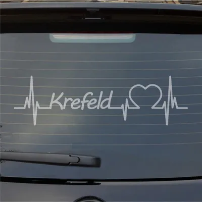 Produktbild von Heckscheibenaufkleber Krefeld Herzschlag Puls Stadt Liebe 55x16 cm Milchglas Auto Aufkleber Sticker