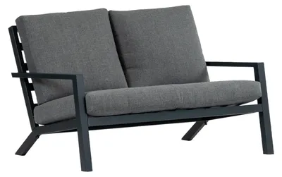 Produktbild von 2-Sitzer Lounge-Sofa | Bezano | Mattschwarz / Grau | Aluminium