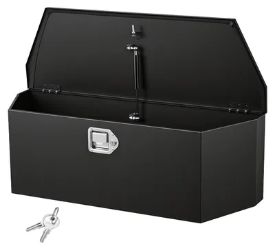Zdjęcie produktu dla Skrzynka narzędziowa na dyszel - skrzynka do przyczepy/skrzynka do ciężarówki - 91,4 x 31,4 x 30,5 cm - stal - nośność 50 kg - z zamkiem i kluczami - do pickupów, kamperów, SUV-ów, samochodów terenowych - czarna