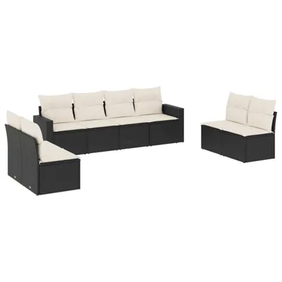 Immagine prodotto di vidaXL Set di divani da giardino a 8 pezzi con cuscini in rattan nero