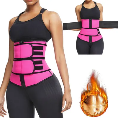 Produktbild von Waist Trainer Neopren Bauchweggürtel, Sport Fitness Gürtel Taille Trimmer Saunaeffekt Schwitzgürtel zur Fettverbrennung Muskelaufbau Saunagürtel Rosarot XL