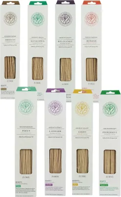 Obrázok produktu pre Kadidlo aromaterapia - sortiment s 200 esenciálnymi vonnými tyčinkami 8 nádherných vôní - 8 x 25 kusov