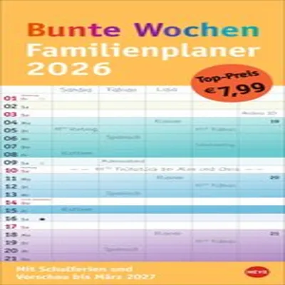 Produktbild von Bunte Wochen Familienplaner 2026