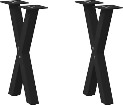 Image de Pieds de table basse en forme de X, 2 pièces, noir, 28 x (42-43) cm, acier